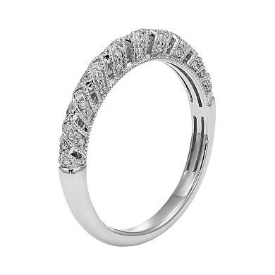 1/4 Carat T.W. IGL Certified Diamond 14k Gold Art Deco Wedding Ring
