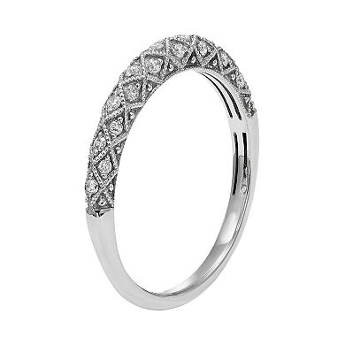 1/6 Carat T.W. IGL Certified Diamond 14k Gold Art Deco Wedding Ring