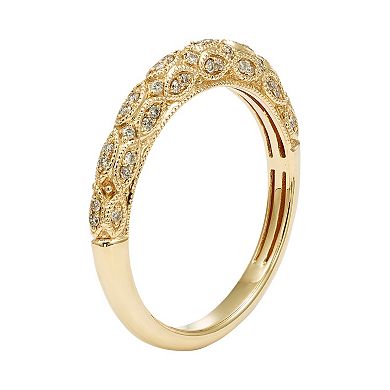 1/5 Carat T.W. IGL Certified Diamond 14k Gold Art Deco Wedding Ring