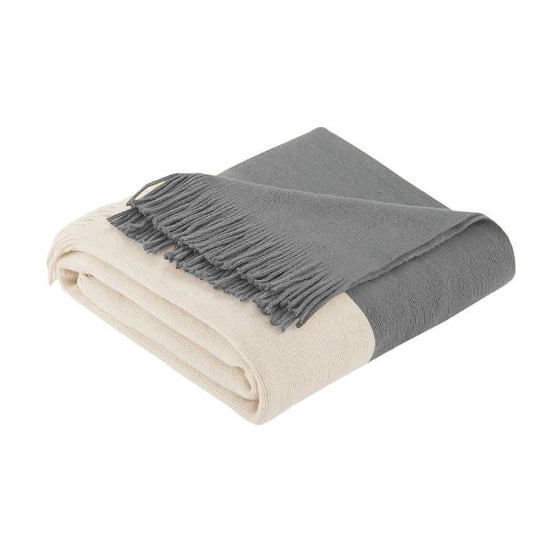INK+IVY Halmstad Colorblock Throw Blanket, Gray