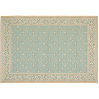 Safavieh Courtyard Cream Aqua Indoor Outdoor Rug