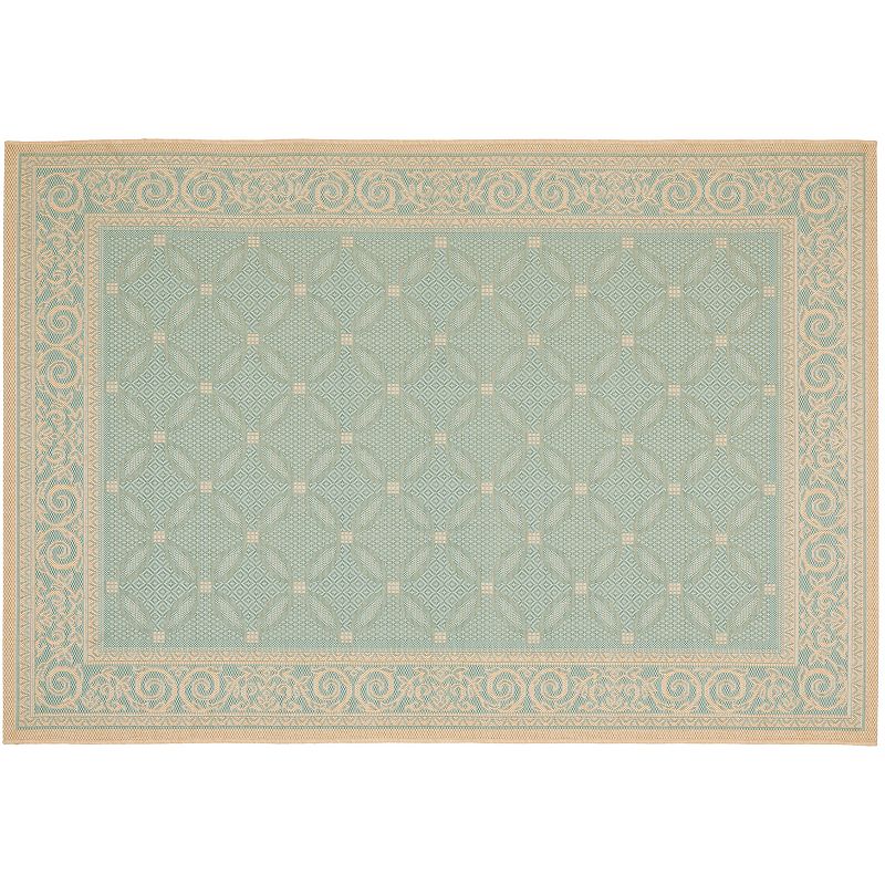 Safavieh Courtyard Cream Aqua Indoor Outdoor Rug, Blue, 8X11 Ft