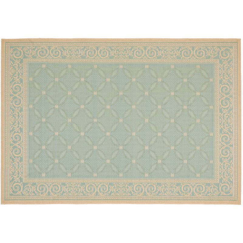 Safavieh Courtyard Cream Aqua Indoor Outdoor Rug, Blue, 8X11 Ft