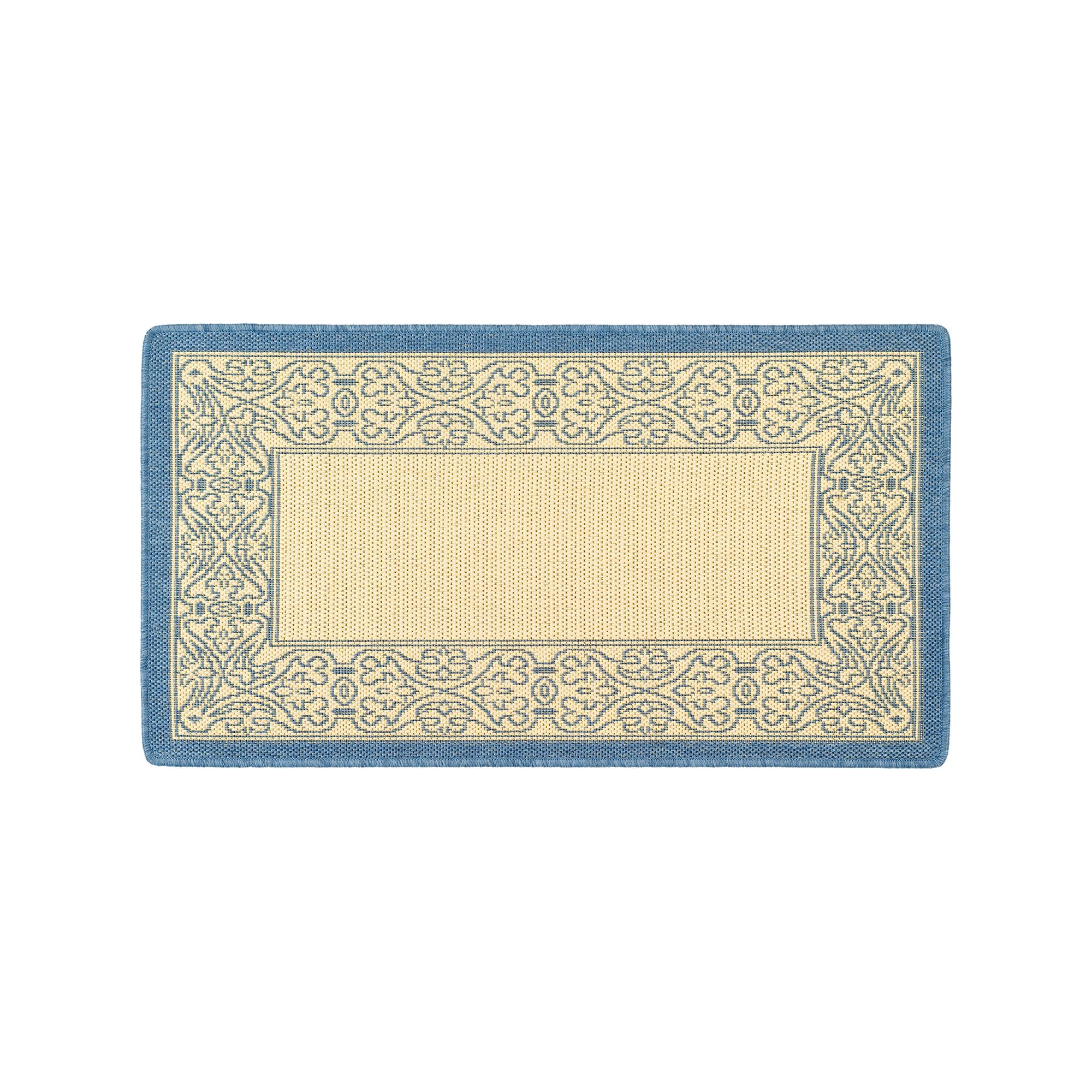 Safavieh Courtyard Border Indoor Outdoor Rug, Natural Blue