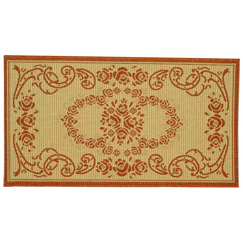 Safavieh Courtyard Cascading Floral Indoor Outdoor Rug, Beig/Green, 8Ft Sq