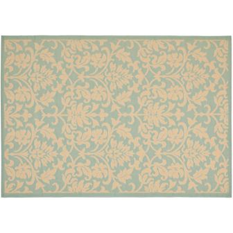 Safavieh Courtyard Floral Aqua Cream Indoor Outdoor Rug