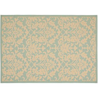 Safavieh Courtyard Floral Aqua Cream Indoor Outdoor Rug