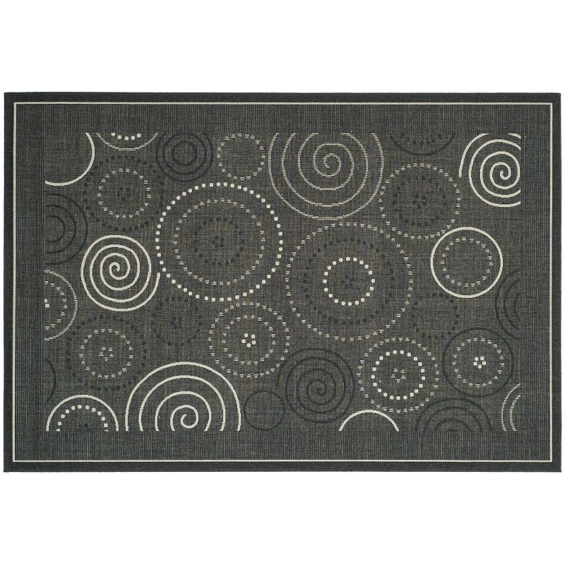 Safavieh Courtyard Swirl Circle Indoor Outdoor Rug, Multicolor, 6.5X9.5 Ft