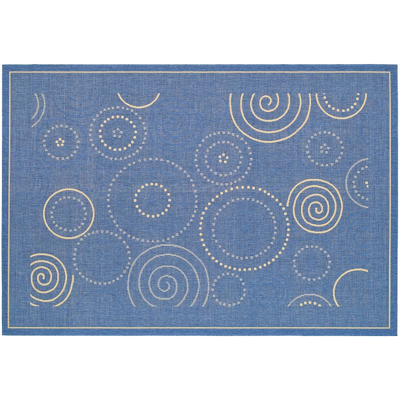 Safavieh Courtyard Swirl Circle Indoor Outdoor Rug, Blue, 8X11 Ft