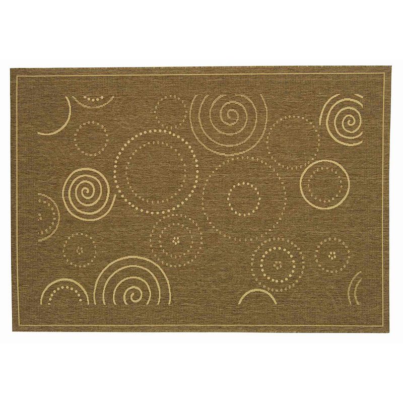 Safavieh Courtyard Swirl Circle Indoor Outdoor Rug, Brown, 8X11 Ft