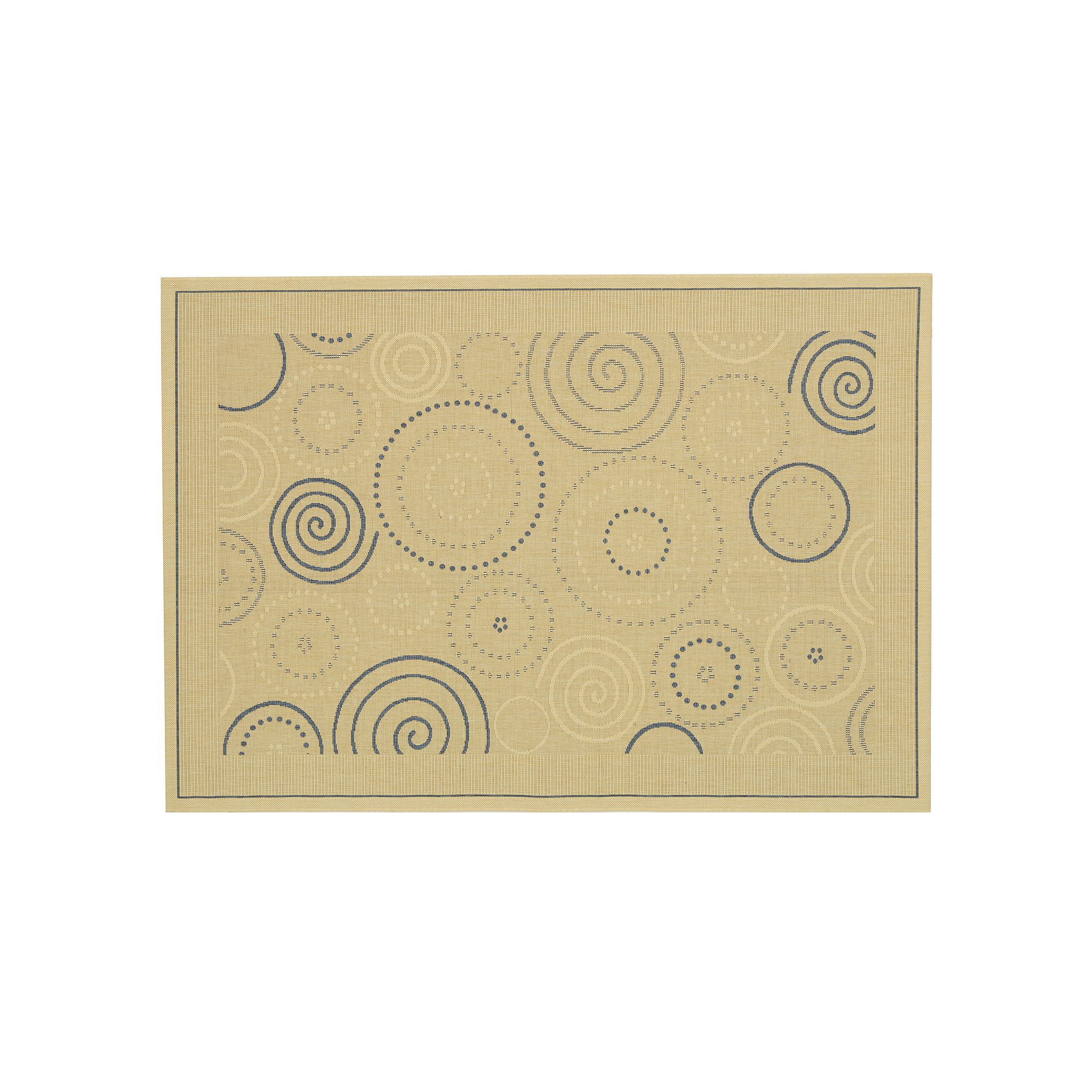 Safavieh Courtyard Swirl Circle Indoor Outdoor Rug, Natural Blue