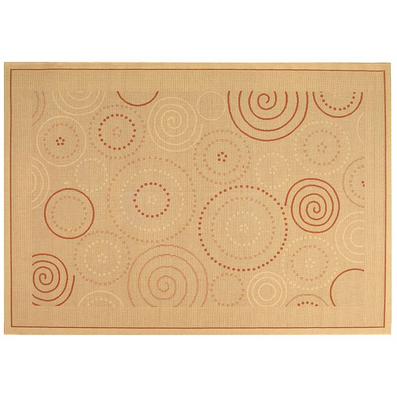 Safavieh Courtyard Swirl Circle Indoor Outdoor Rug, Beig/Green, 8X11 Ft