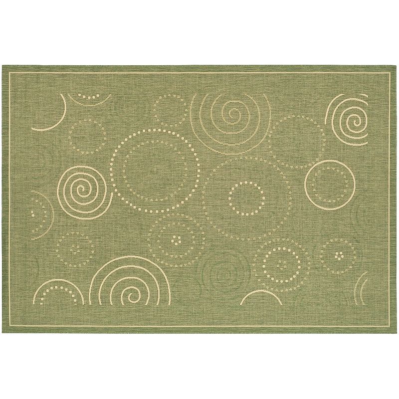 Safavieh Courtyard Swirl Circle Indoor Outdoor Rug, Green, 6.5X9.5 Ft