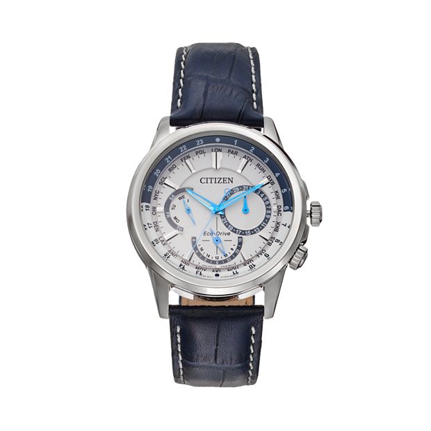 Citizen Eco-Drive Men's Calendrier Leather World Time Watch