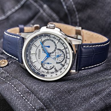Citizen Eco-Drive Men's Calendrier Leather World Time Watch - BU2020-02A