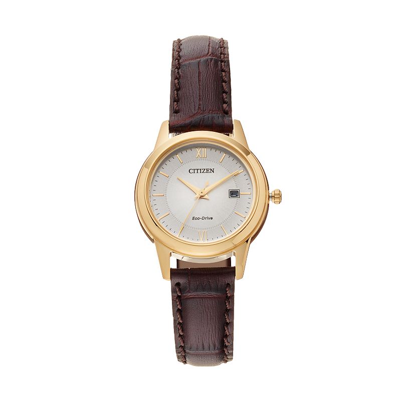 Citizen Eco-Drive Women's Leather Watch - FE1082-05A, Brown
