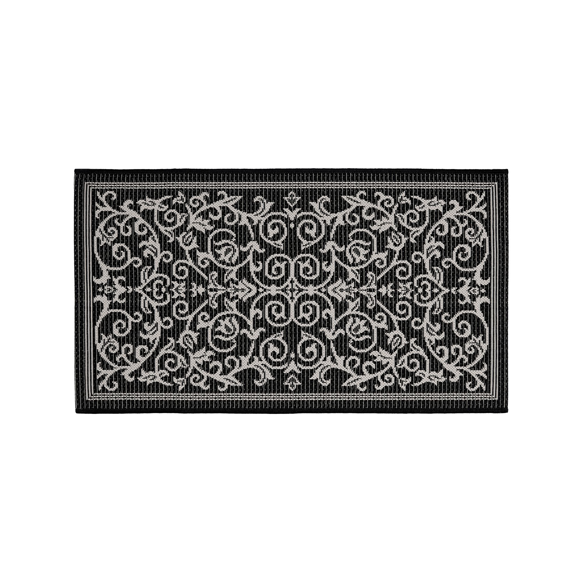 Safavieh Courtyard Decorative Scroll Indoor Outdoor Rug, Black Sand