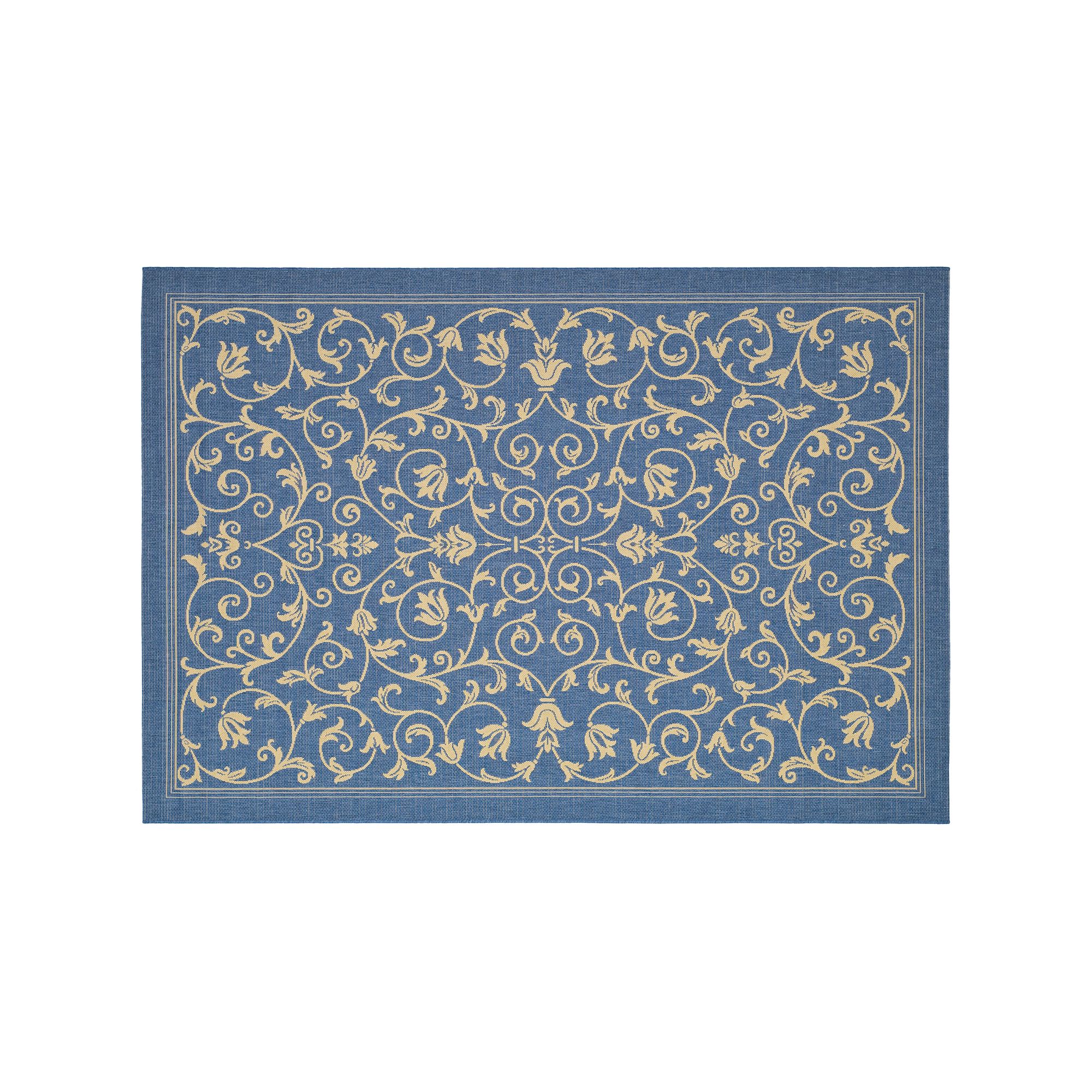 Safavieh Courtyard Decorative Scroll Indoor Outdoor Rug, Blue Natural