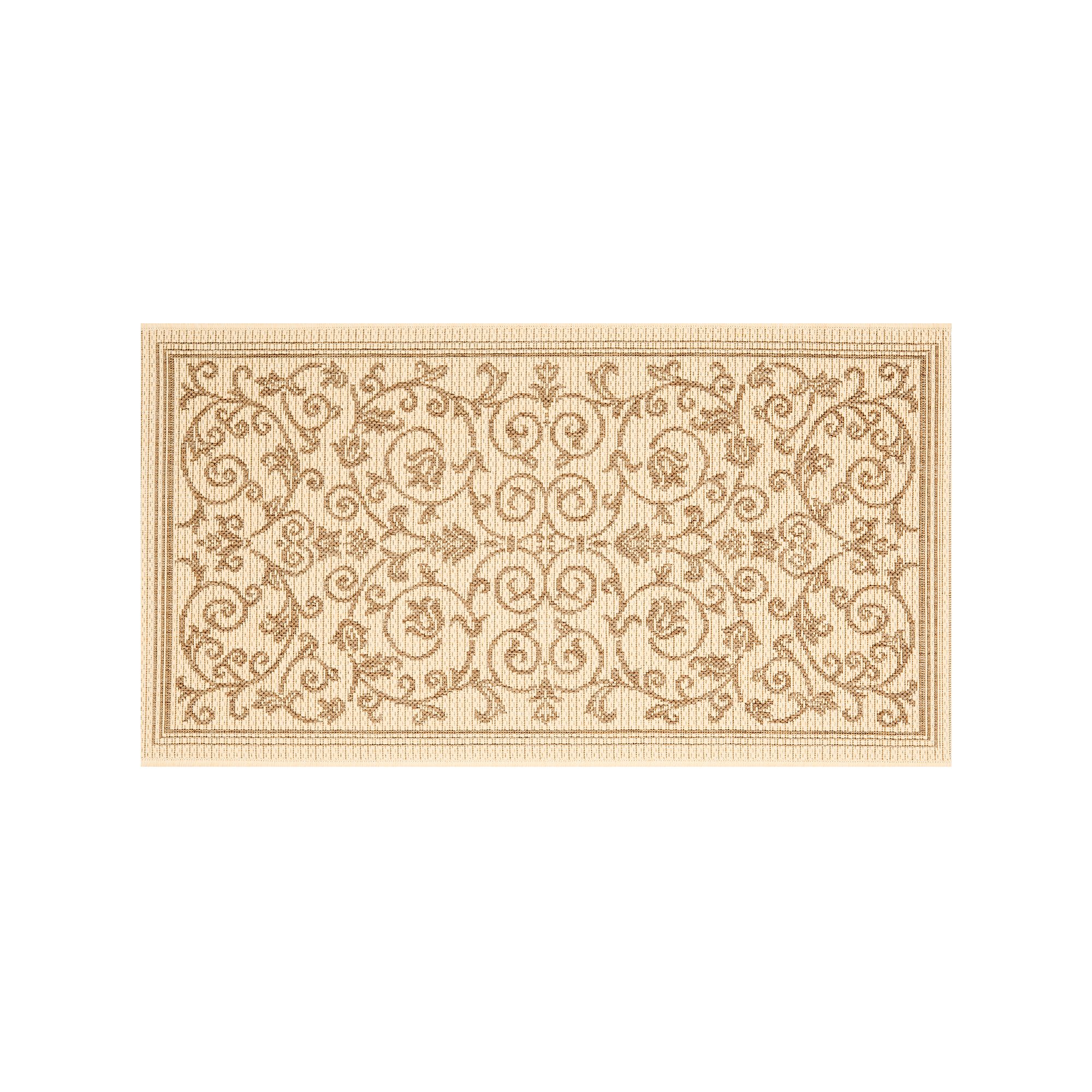Safavieh Courtyard Decorative Scroll Indoor Outdoor Rug, Natural Brown