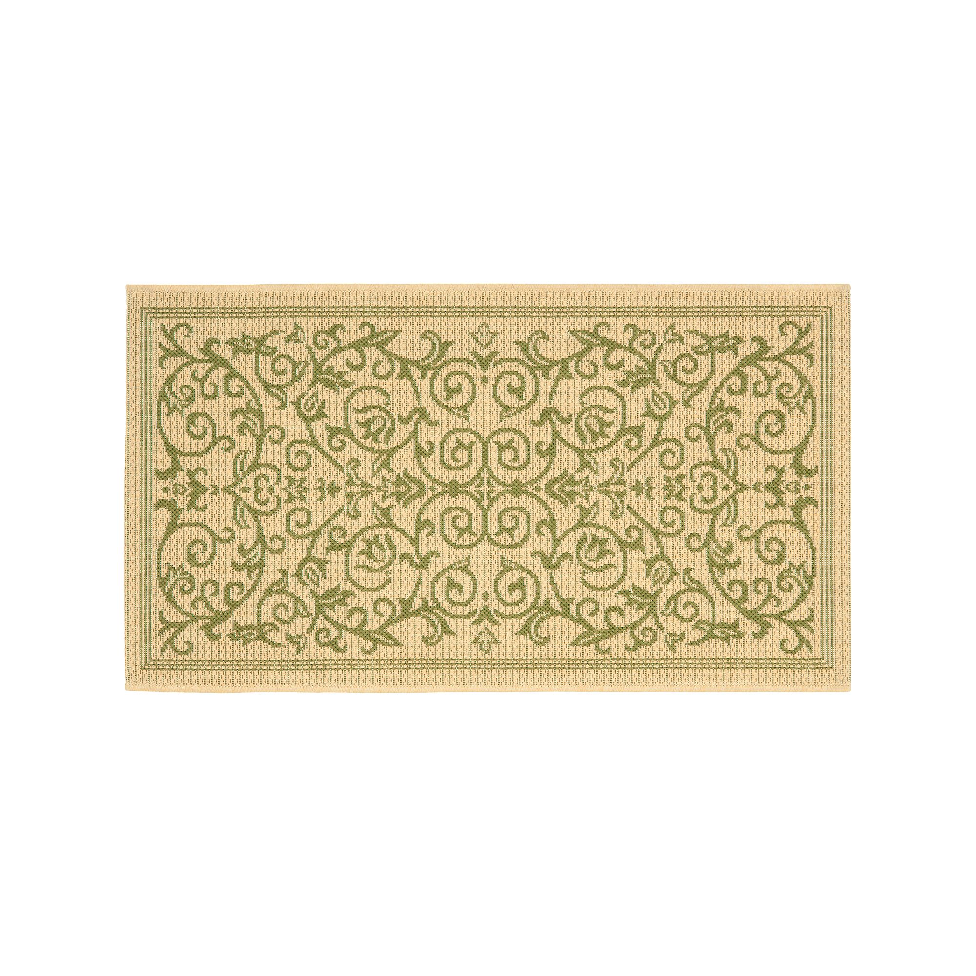 Safavieh Courtyard Decorative Scroll Indoor Outdoor Rug, Natural Green