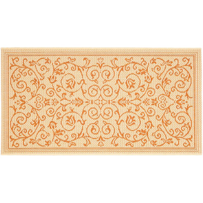 Safavieh Courtyard Decorative Scroll Indoor Outdoor Rug, Beig/Green, 8X11 Ft