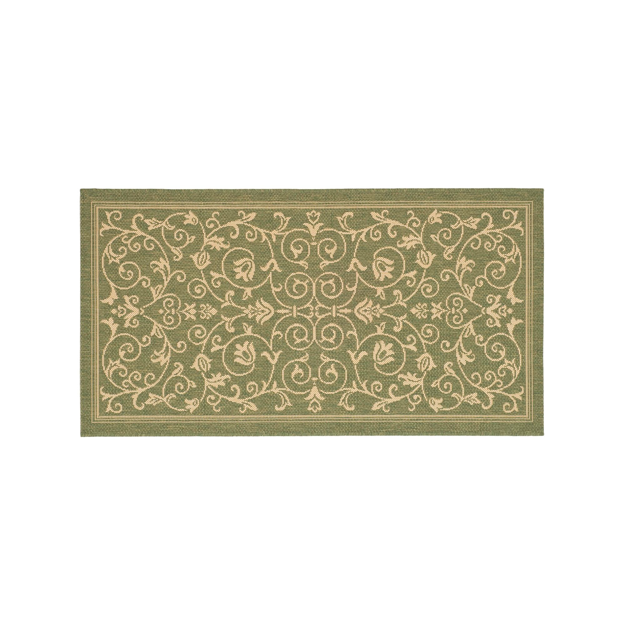 Safavieh Courtyard Decorative Scroll Indoor Outdoor Rug, Green Natural