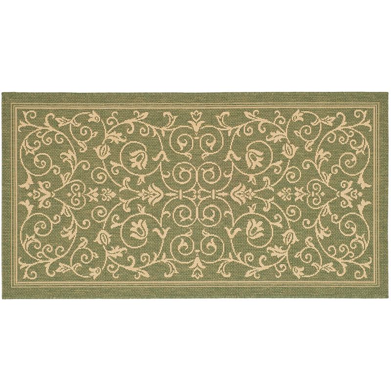 Safavieh Courtyard Decorative Scroll Indoor Outdoor Rug, Multicolor, 6.5Ft Rnd