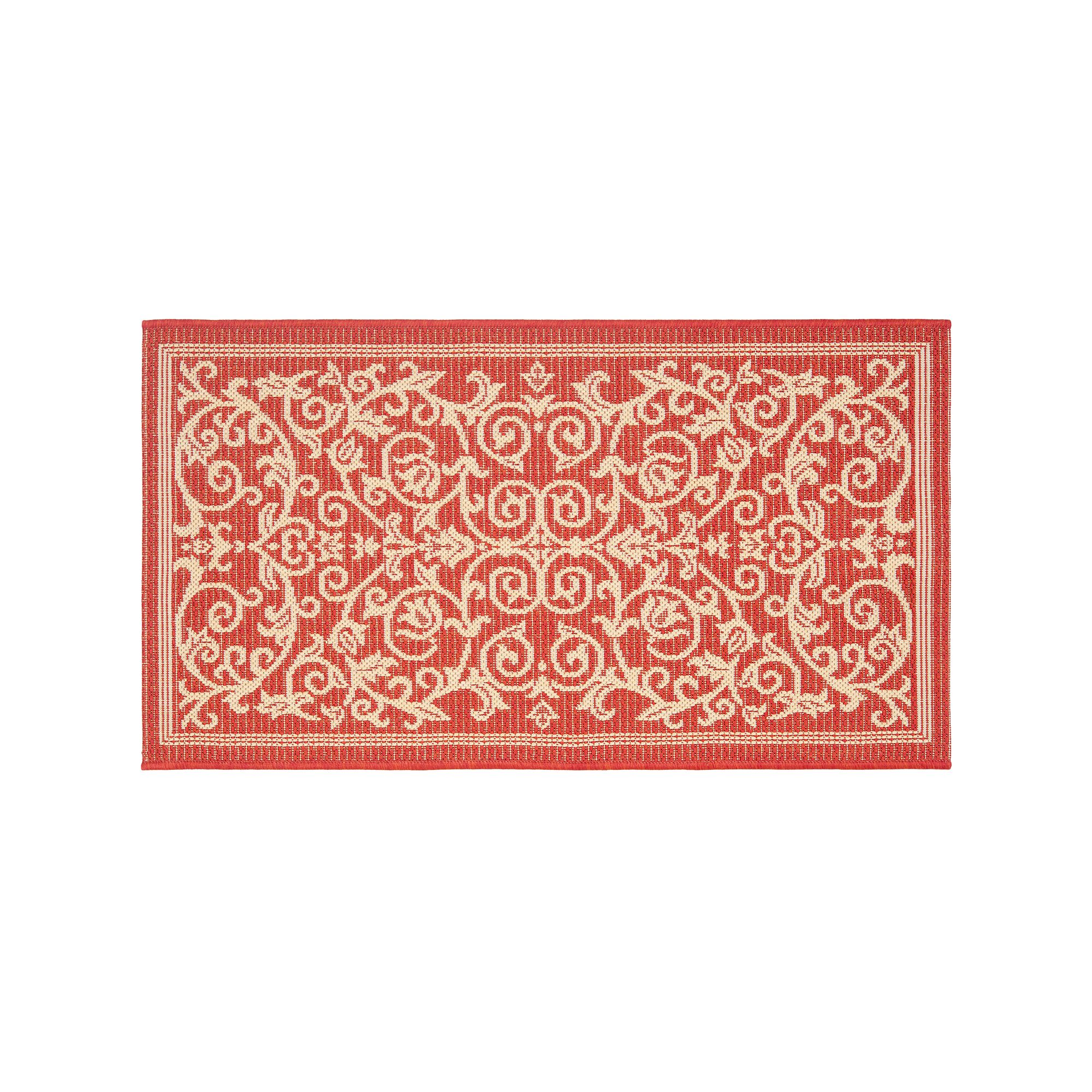 Safavieh Courtyard Decorative Scroll Indoor Outdoor Rug, Red Natural