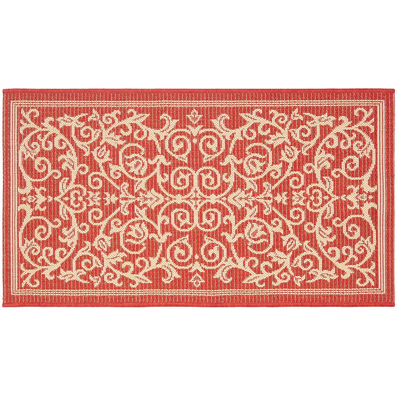 Safavieh Courtyard Decorative Scroll Indoor Outdoor Rug, Multicolor, 8Ft Sq
