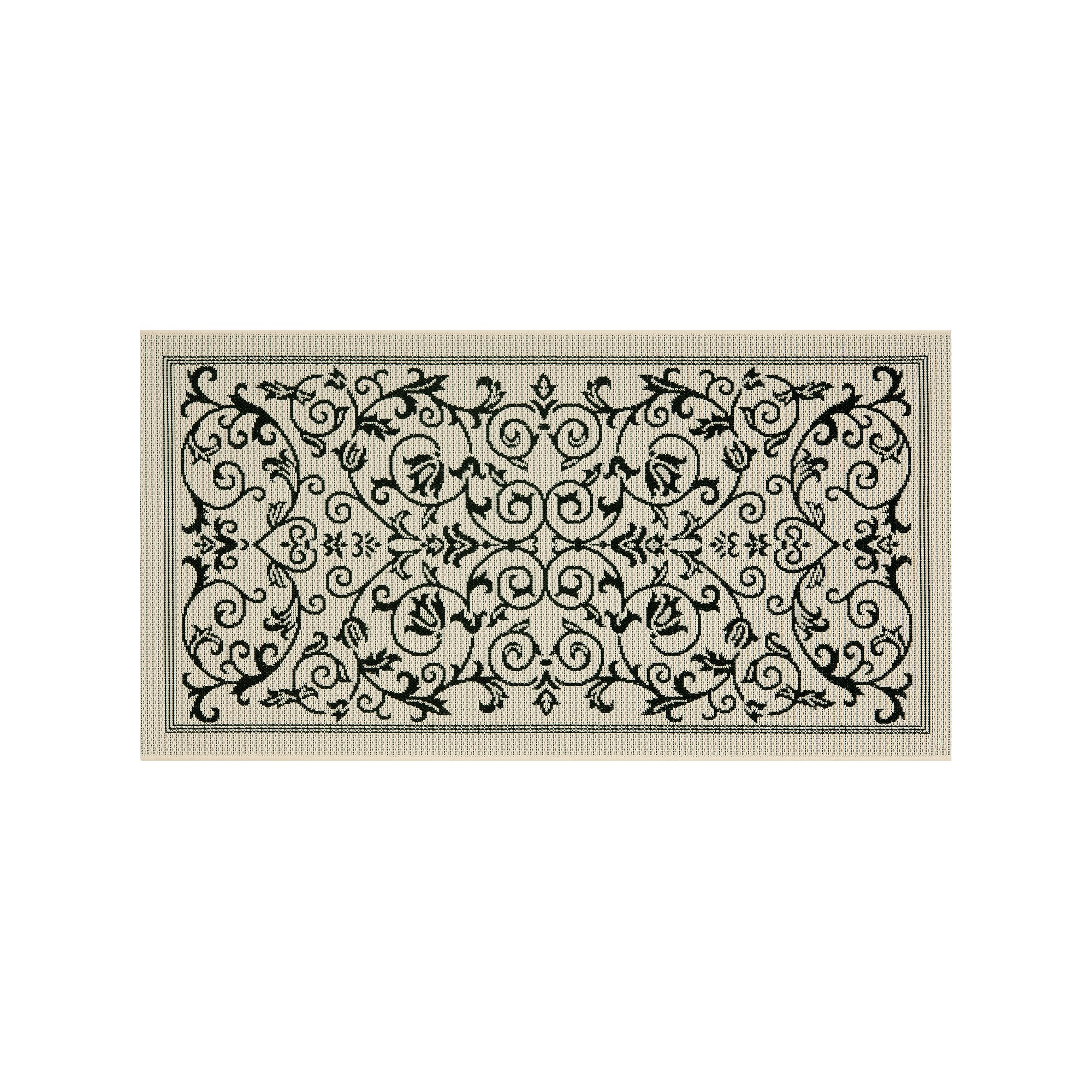 Safavieh Courtyard Decorative Scroll Indoor Outdoor Rug, Sand Black