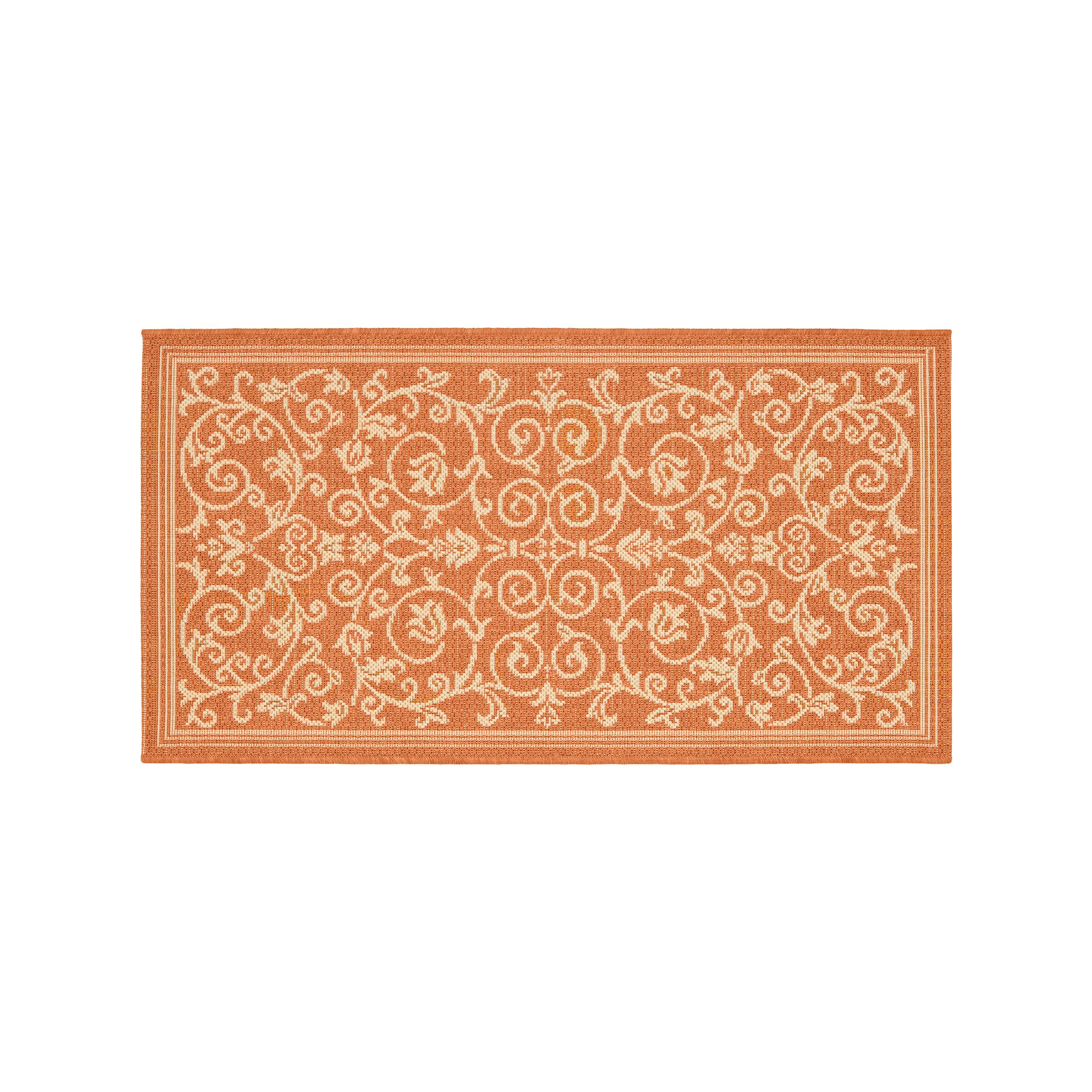 Safavieh Courtyard Decorative Scroll Indoor Outdoor Rug, Terracotta Natural