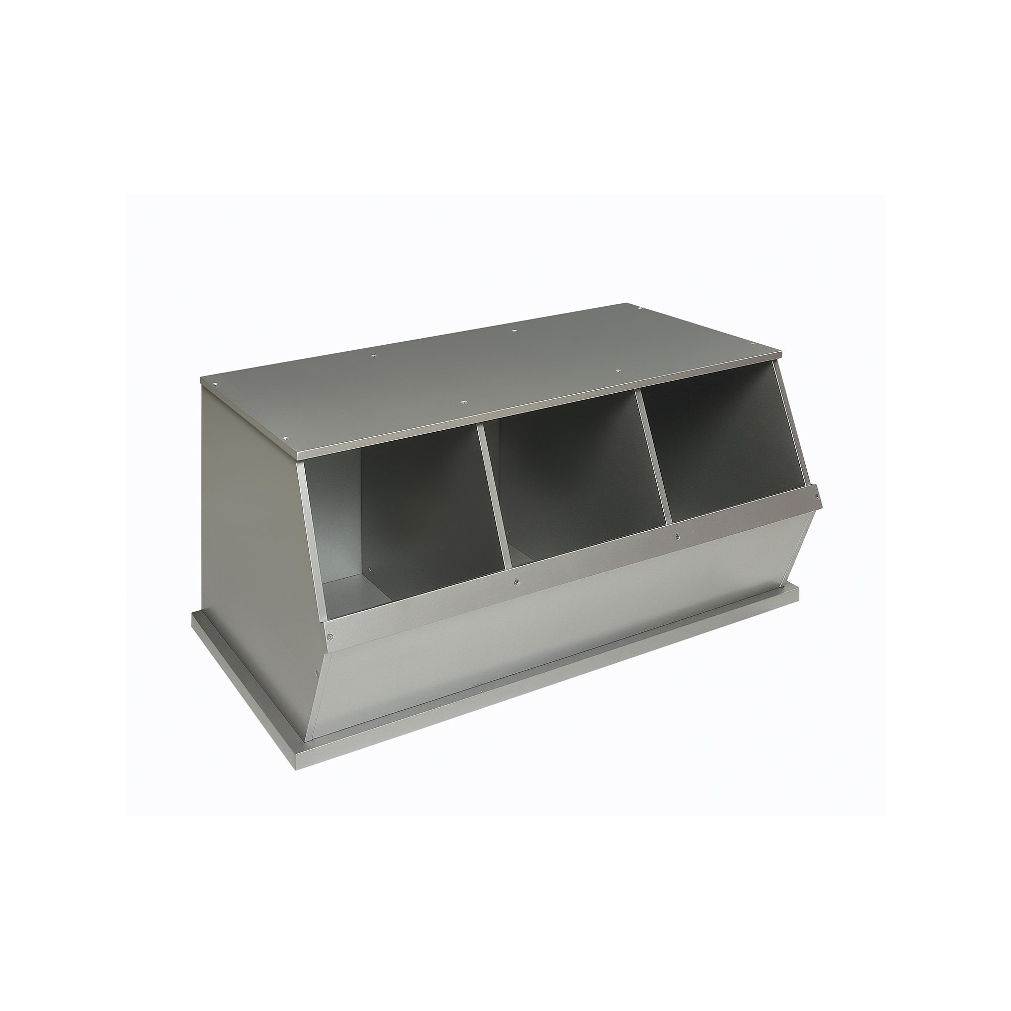 Badger Basket Wooden Three-Bin Organizer, Silver