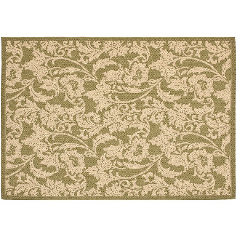 Safavieh Courtyard Floral Motif Indoor Outdoor Rug, Green, 2.5X5 Ft