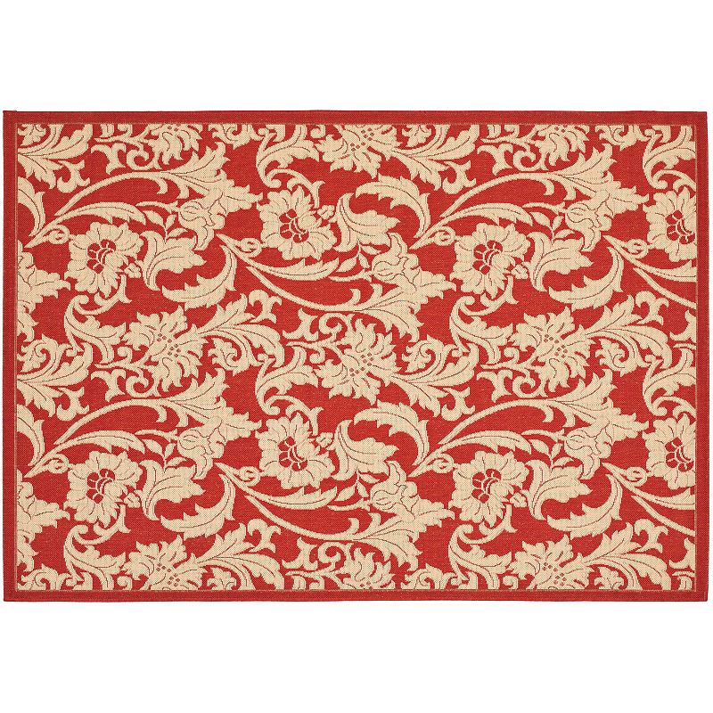 Safavieh Courtyard Floral Motif Indoor Outdoor Rug, Red, 8X11 Ft