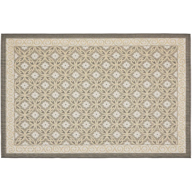 Safavieh Courtyard Floral Pattern Indoor Outdoor Rug, Grey, 8X11 Ft