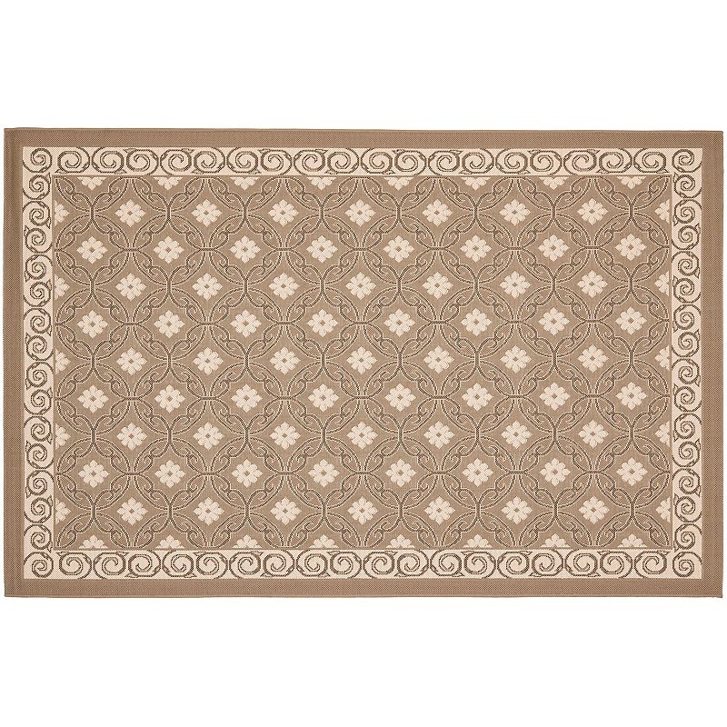 Safavieh Courtyard Floral Pattern Indoor Outdoor Rug, Beig/Green, 6.5X9.5 Ft