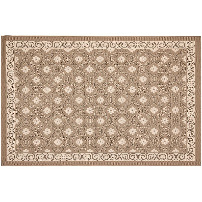 Safavieh Courtyard Floral Pattern Indoor Outdoor Rug, Beig/Green, 8X11 Ft