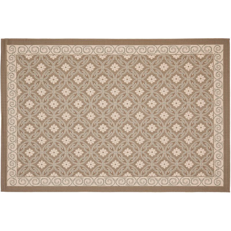 Safavieh Courtyard Floral Pattern Indoor Outdoor Rug, Beig/Green, 6.5X9.5 Ft