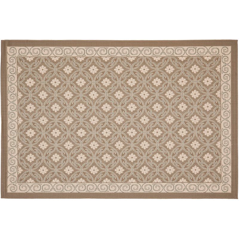 Safavieh Courtyard Floral Pattern Indoor Outdoor Rug, Beig/Green, 8X11 Ft