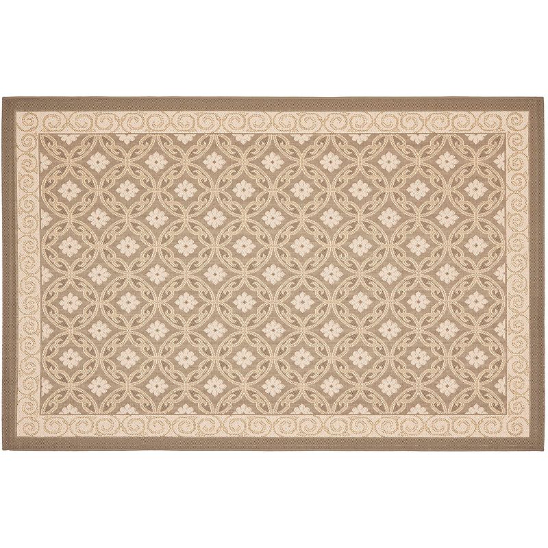 Safavieh Courtyard Floral Pattern Indoor Outdoor Rug, Beig/Green, 8X11 Ft