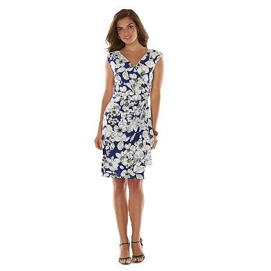 Chaps Floral Crossover Surplice Dress - Women's