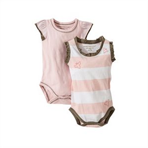 Baby Girl Burt's Bees Baby 2-pk. Organic Rugby Stripe Bodysuits