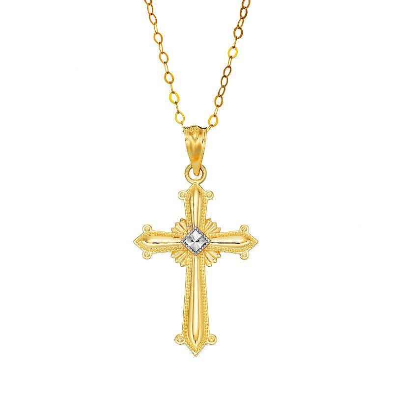 10k Gold Cross Pendant Necklace, Womens
