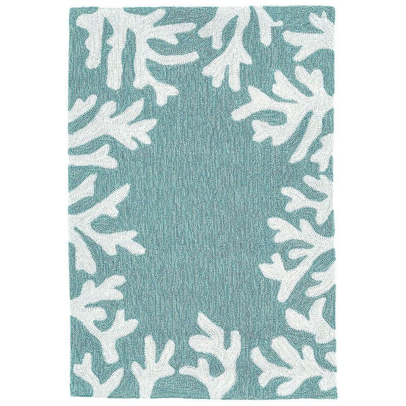 Liora Manne Capri Coral Border Indoor Outdoor Rug, Blue, 7.5X9.5 Ft