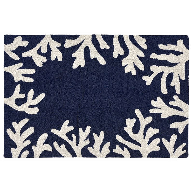 Liora Manne Capri Coral Border Indoor Outdoor Rug, Blue, 7.5X9.5 Ft