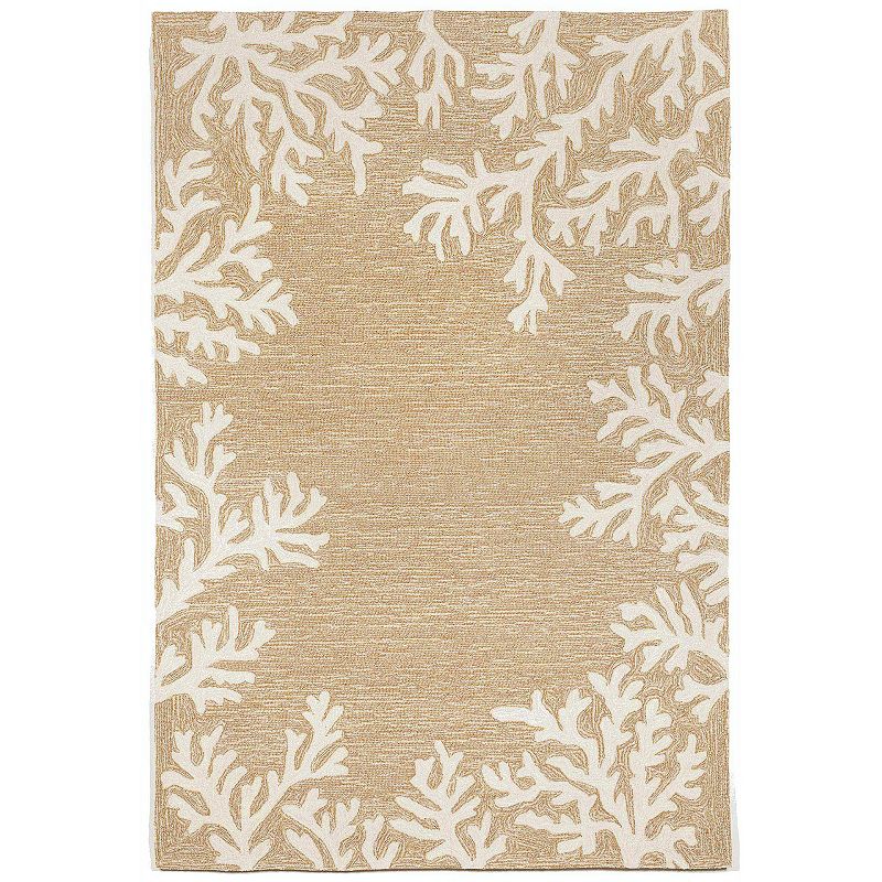 Liora Manne Capri Coral Border Indoor Outdoor Rug, Beig/Green, 7.5X9.5 Ft