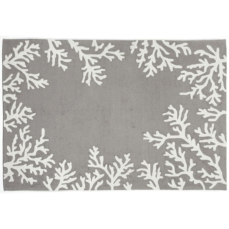 Liora Manne Capri Coral Border Indoor Outdoor Rug, Grey, 7.5X9.5 Ft