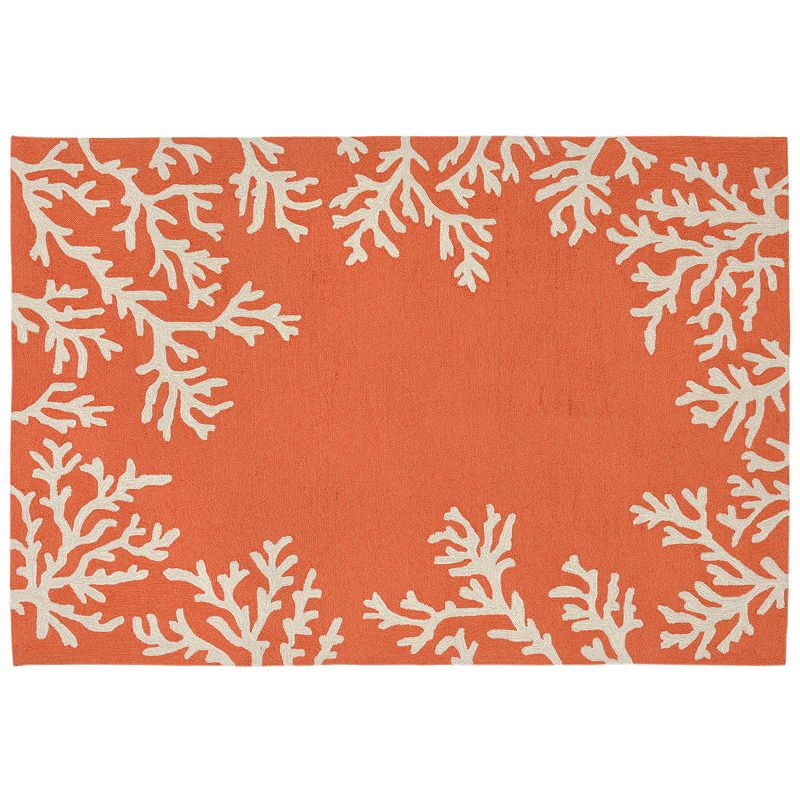Liora Manne Capri Coral Border Indoor Outdoor Rug, Brt Orange, 7.5X9.5 Ft