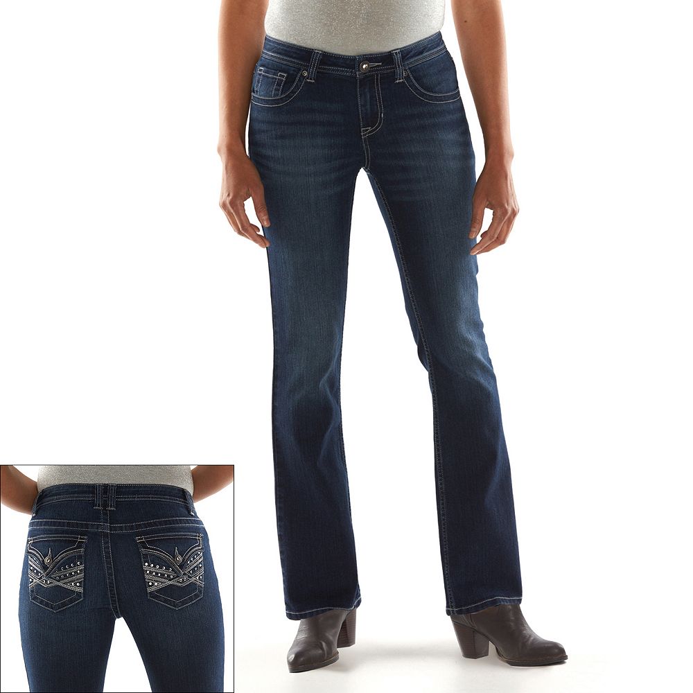 Women's Black Embellished Bootcut Jeans