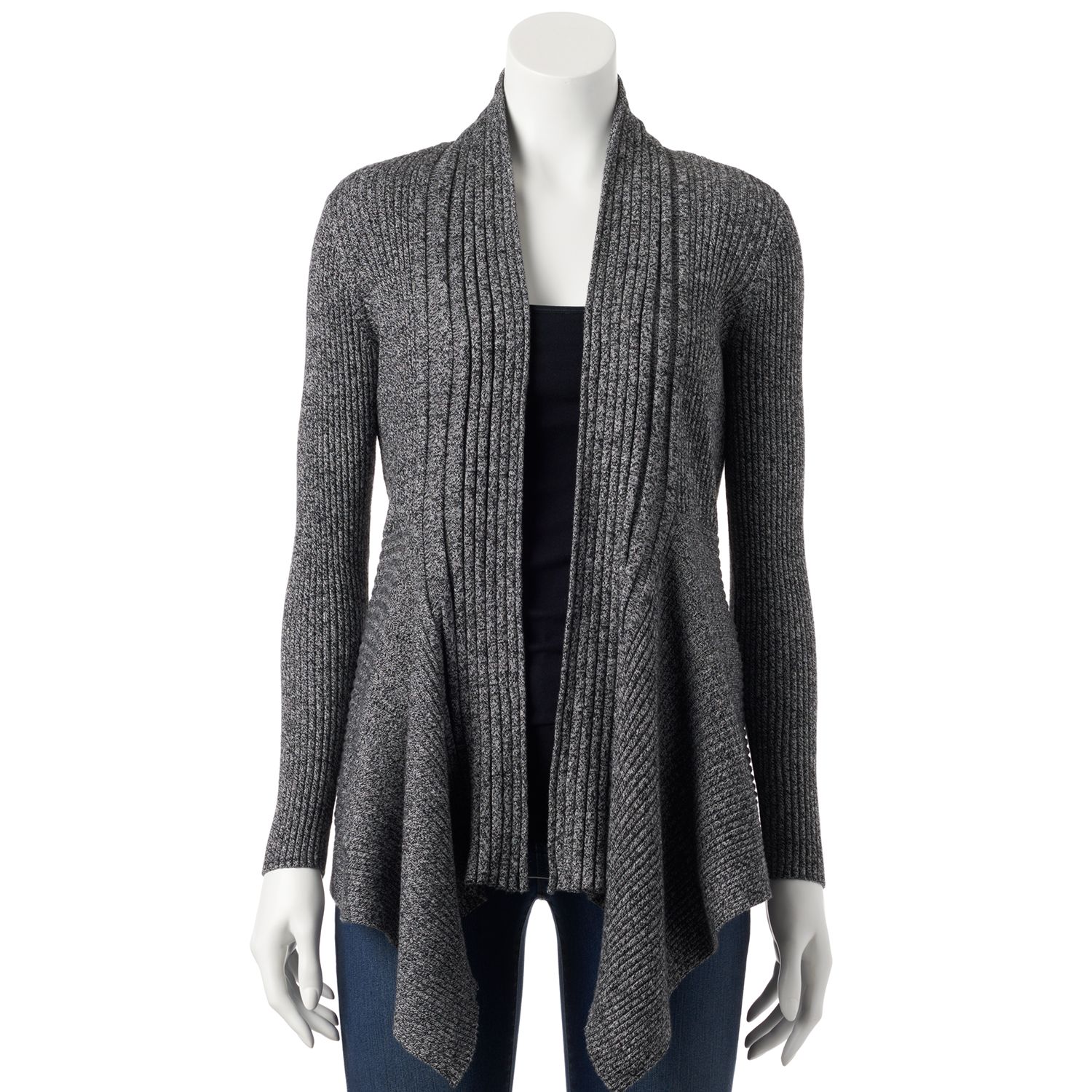 ribbed open front cardigan